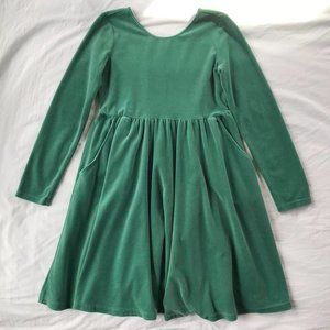 Green Velvet Long Sleeve Dress